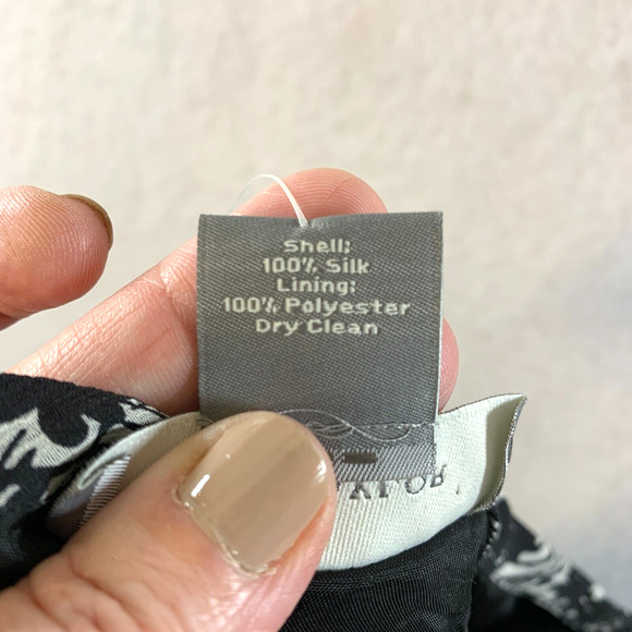 Womens 100% Silk Chiffon Floral Skirt Sz 4P Black Tiered Ruffle Feminine Flowy - Picture 10 of 12